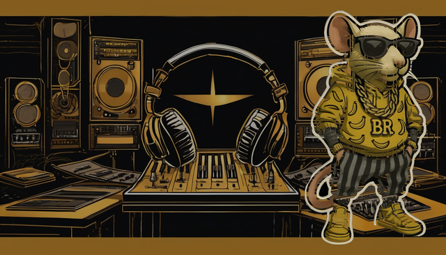 BananaRat Studio tile — Banana Rat at an illustrated mixing console